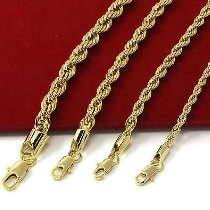 Mens 14k Yellow Gold Plated Width 3 4 5 6mm French Rope Link Chain Necklace269o