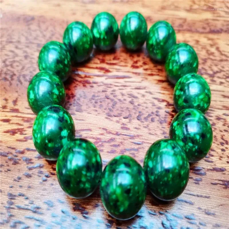 Länkarmband Green Jade Stone Ball Corner Armband BURDDHA Herr- och kvinnors gåva Tandhand runt pärlor