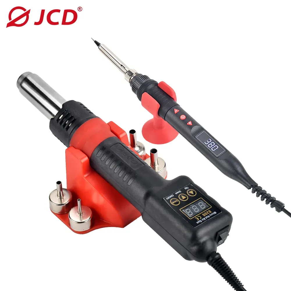 Guns JCD Ny Allinone Hot Air Gun 750W Micro Soldering Station LED Digital hårtork för BGA -svetsreparationsverktyg 8208 Värmepistol