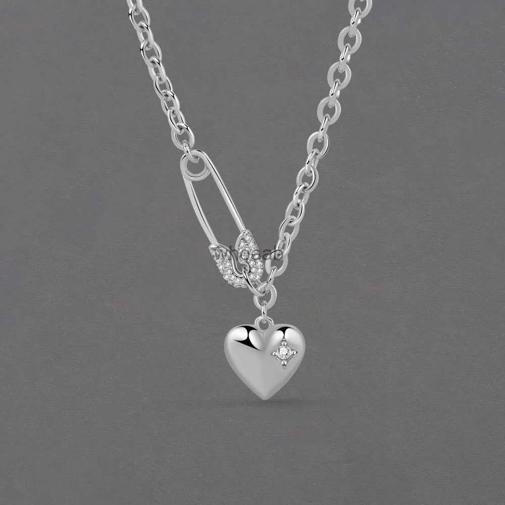 Necklaces Sterling Silver Necklace Women Clip Heart Shape O Chocker Chirstamas Trendy Fine Jelwery 240228