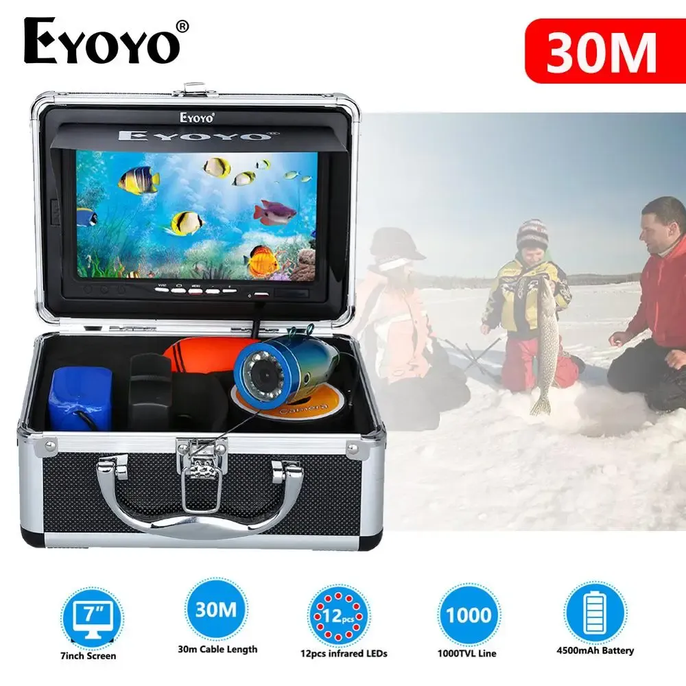 Finders Eyoyo Hd Dvr Fishfinder Камера для подводной рыбалки 1280*720 Экран 1080p 15 м 30 м Камера для рыбалки 8 ГБ Запись на лед