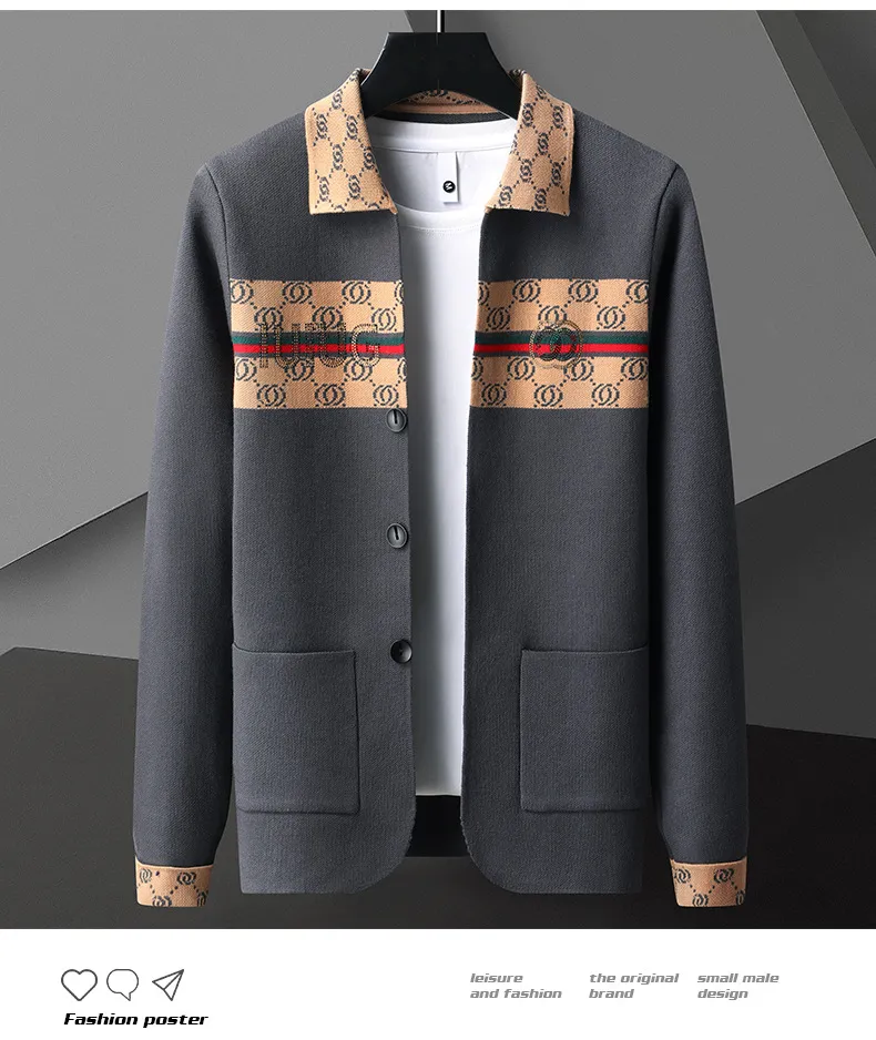 Fashion Luxury new trendy brand knitted cardigan men's Korean casual jacquard youth trend fashionable men's knitted sweater SIZE M--4XL