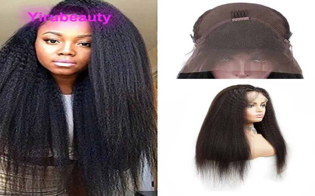 Indian Raw Virgin Human Hair obearbetat 13x4 Spets Front Wigs Kinky Straight Yirubeauty Lacec Front Wig Natural Color 1030Inch2432493