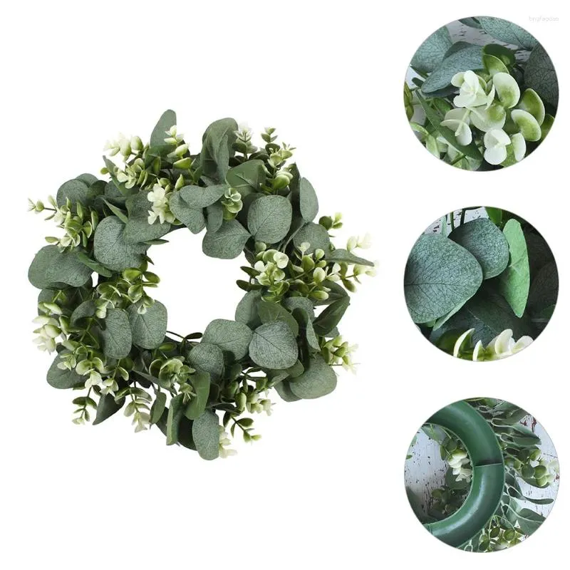 Decoratieve bloemen versieren kunstgras Ring Kerstslinger Gedroogde krans Plastic Simulatie Eucalyptus