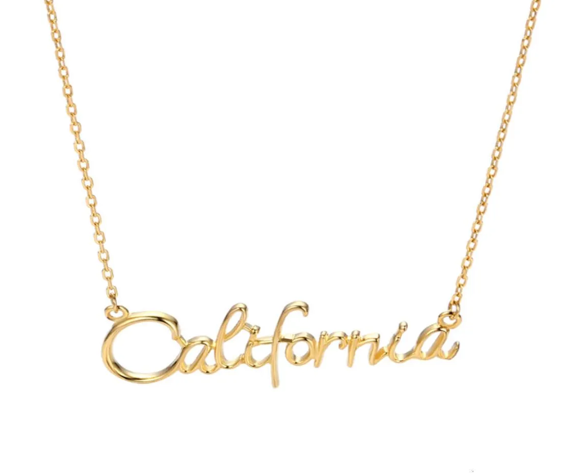 Meilleurs vendeurs de bijoux S925 Sterling Sier plaqué or 18 carats personnalisé anglais lettre californie pendentif collier 2461943