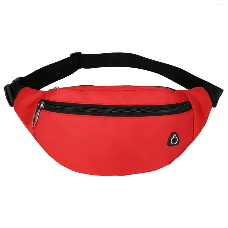 Waist Bags Women Men Hiking Large Capacity Running Sports Fanny Pack Adjustable Belt Nylon With 3 Zip Pockets Travel Headphone Jack