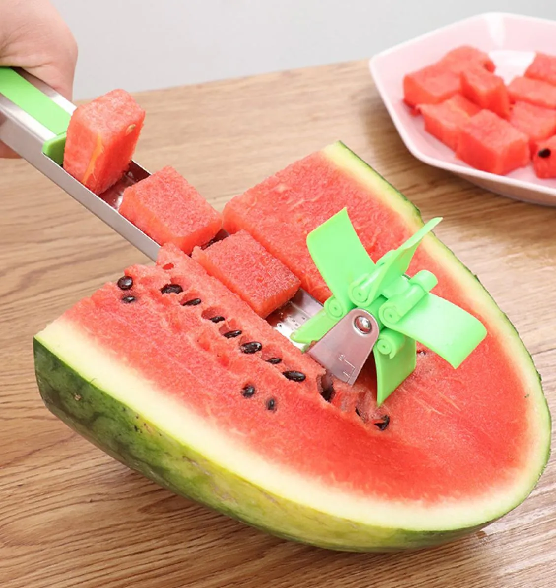 Windmill Watermelon Cutting Stainless Steel Knife Corer Tongs Fruit Vegetable Tools Watermelon Slicer Cutter Kitchen Gadgets3325261