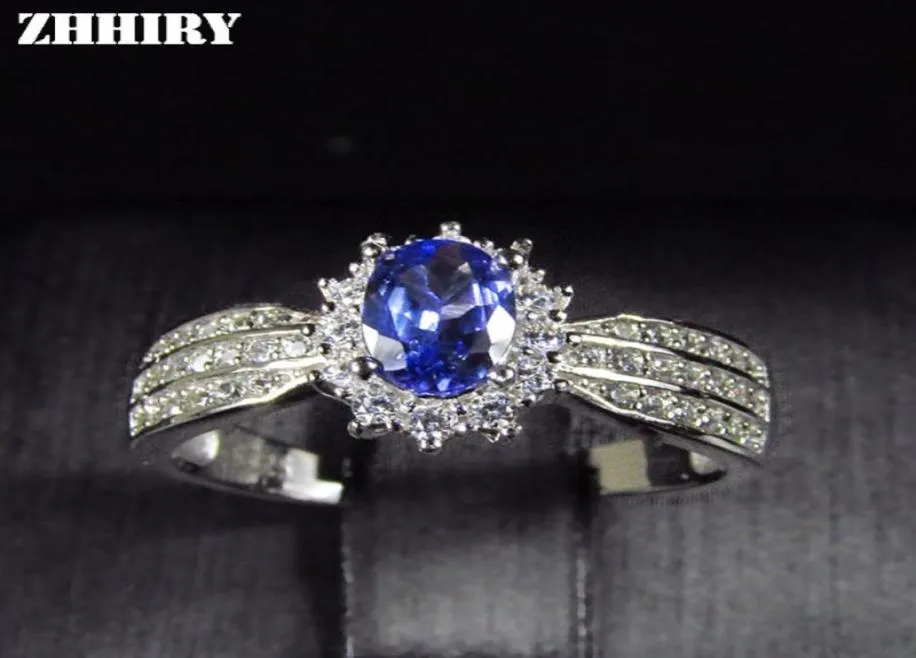 Cluster Ringen ZHHIRY Natuurlijke Blauwe Tanzanite Ring Echt Massief 925 Sterling Zilver Echte Edelsteen Voor Vrouwen Fijne Sieraden3878639