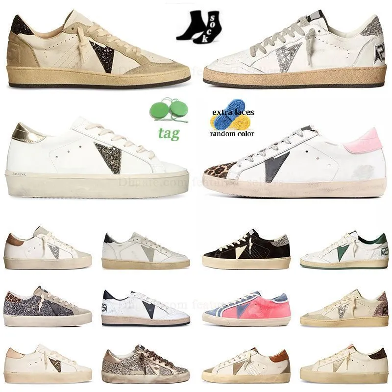 Top qualité sale vieille chaussure de luxe haut de gamme baskets dorées Star Italie marque diapositives de fourrure mi-étoile Star Super étoiles daim paillettes mocassins noirs plats chaussures unisexes taille 36-46