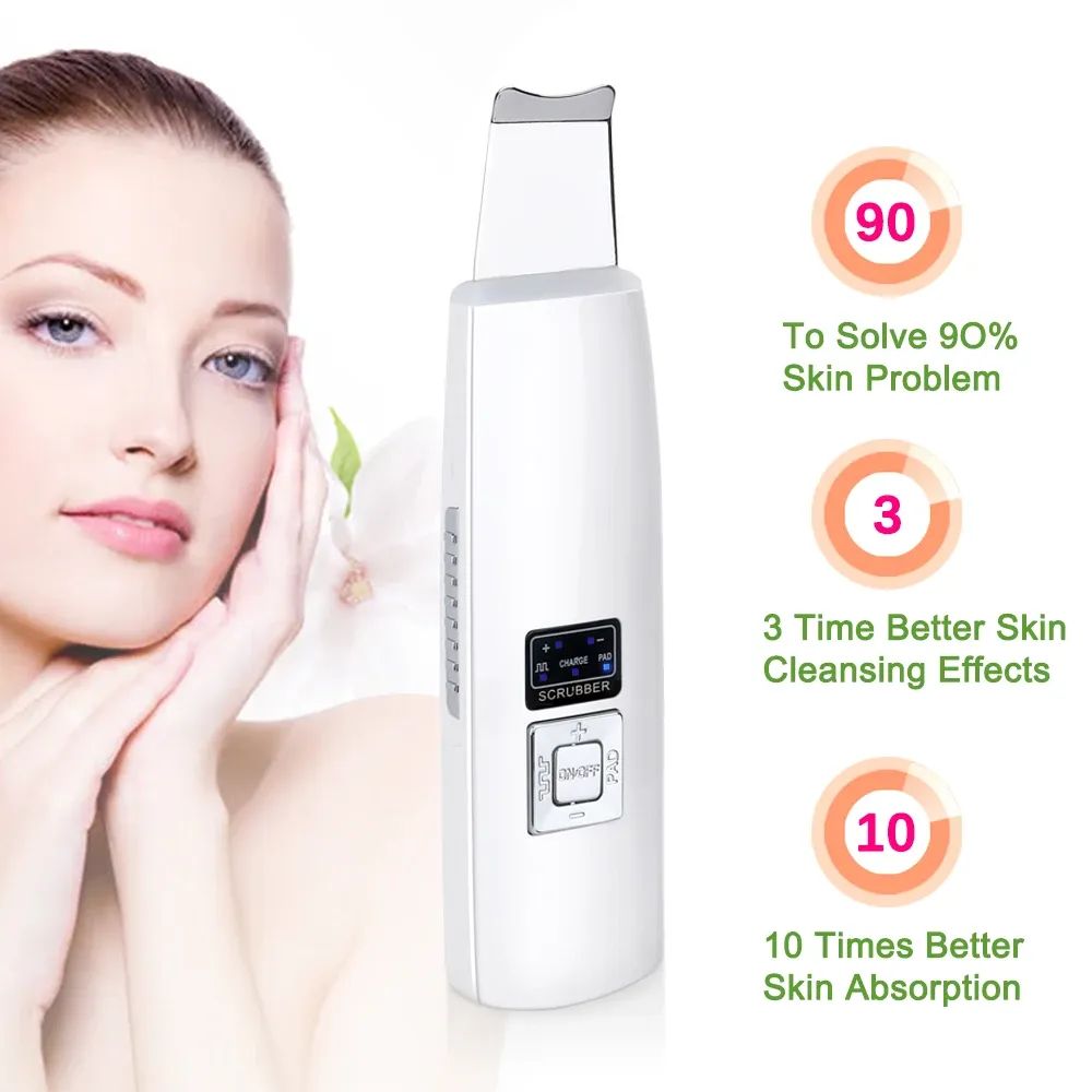 Instrument ultrasonic Skin Scurbber Nettoyer Face Nettoying Acné Repose Masseur facial Ultrasons Péléling Clear Tone Lift