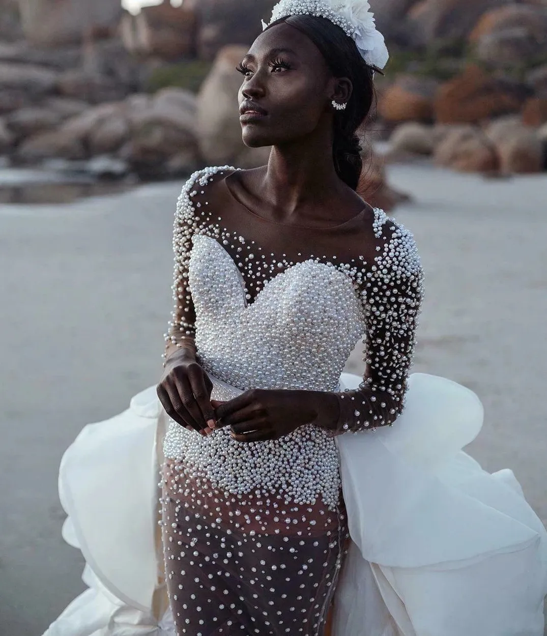 Elegant African Bridal Dress: Detachable Skirt, Pearls, Styles - Shop Now!  from Dhgate Mermaid Wedding Dresses - price 389.95