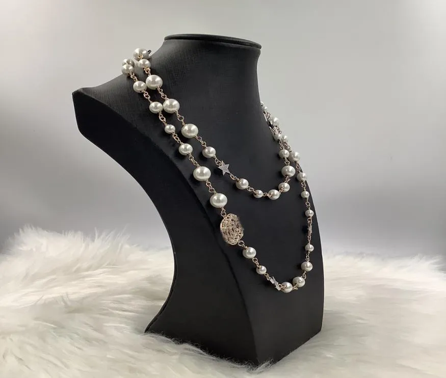 Collier de créateur de mode bijoux de luxe long pendentif pull colliers style classique étoiles cordes élégante chaîne de perles double lett5729820