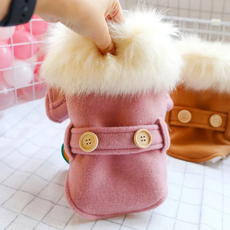 Jackets Fur Collar Clothing For Dogs Dachshund Pink Coffee Pet Shop Store Winter Warm Thick Cotton Padded Down Outfit Shih Tzu Chihuahua