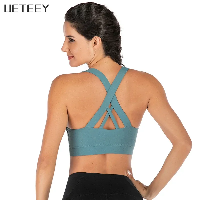 Outfit Ueteey Reggiseno sportivo da donna con spalline imbottite sul retro Reggiseno da yoga traspirante Abbigliamento sportivo da palestra con coppe rimovibili per palestra Fiess Yoga