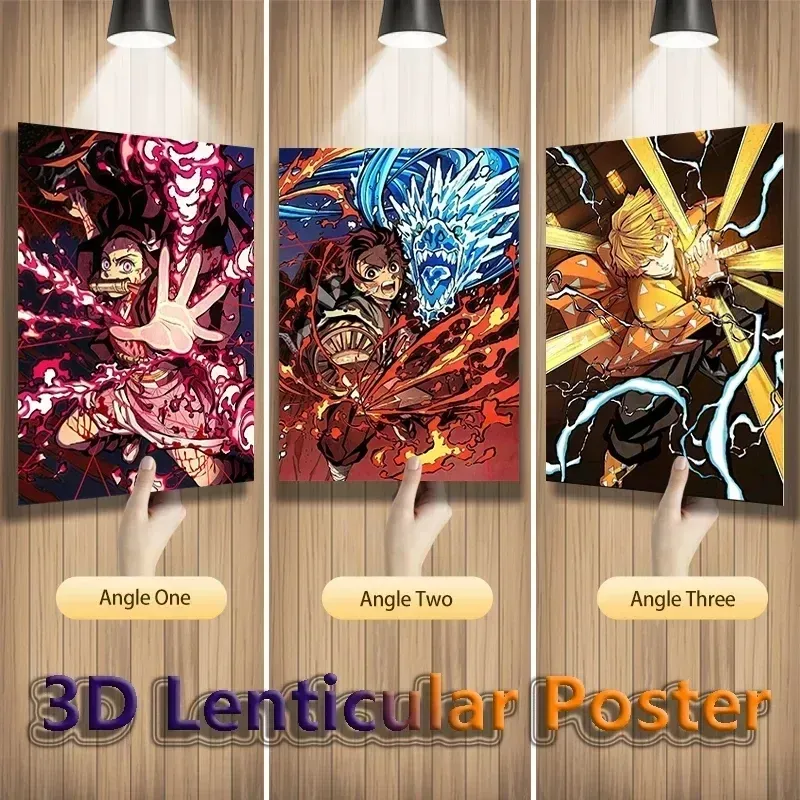 Pittura stereoscopica 3D poster di cambiamento graduale multi-stile anime pittura ad occhio nudo pittura raster PET al dettaglio all'ingrosso 30-40 cm Regali