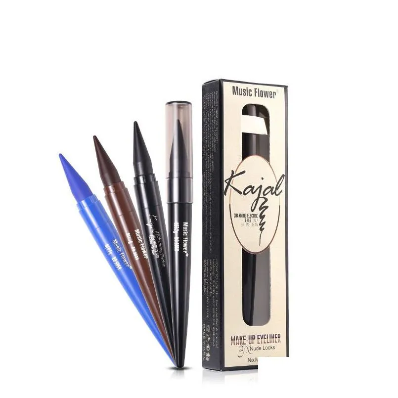 Eyeliner 3X Naakt Looks Kajal Eyeliner Matte Waterproof Eyeliner Potlood Muziek Bloem Charmant Elektrisch Bruin/Zwart/Blauwe Ogen Make-up Dr Dh176