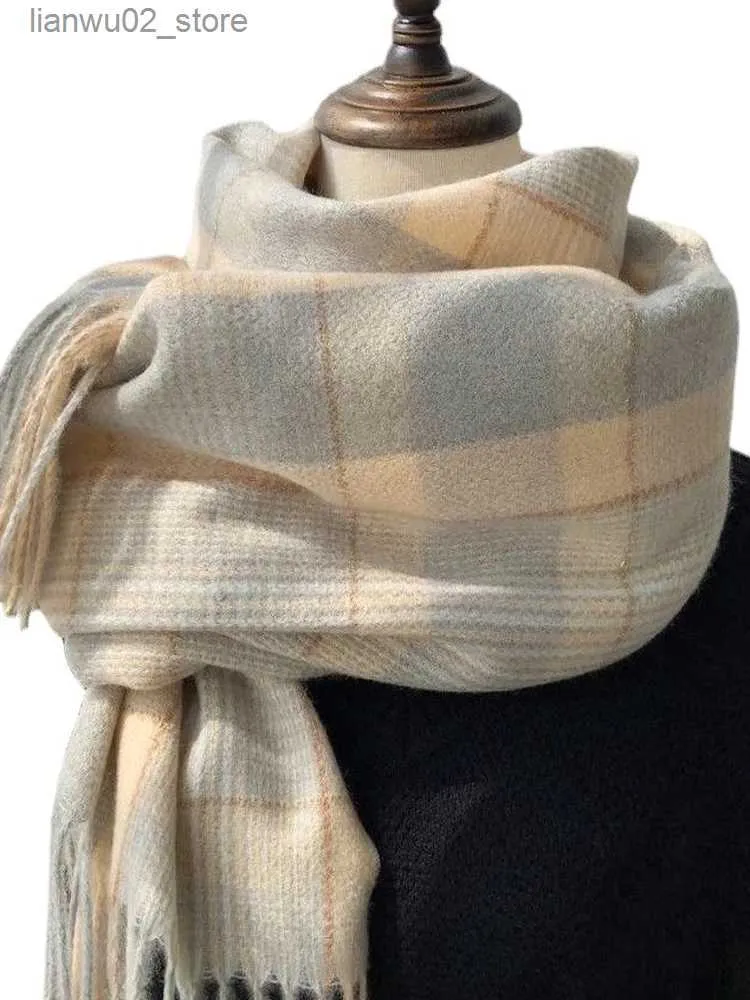 스카프 한국 버전의 새로운 여성 New Autumn Winter Tassel Versatile Scarf 패션 우아한 두꺼운 따뜻한 따뜻한 따뜻한 차가운 니트 칼라 목도리 Q240228