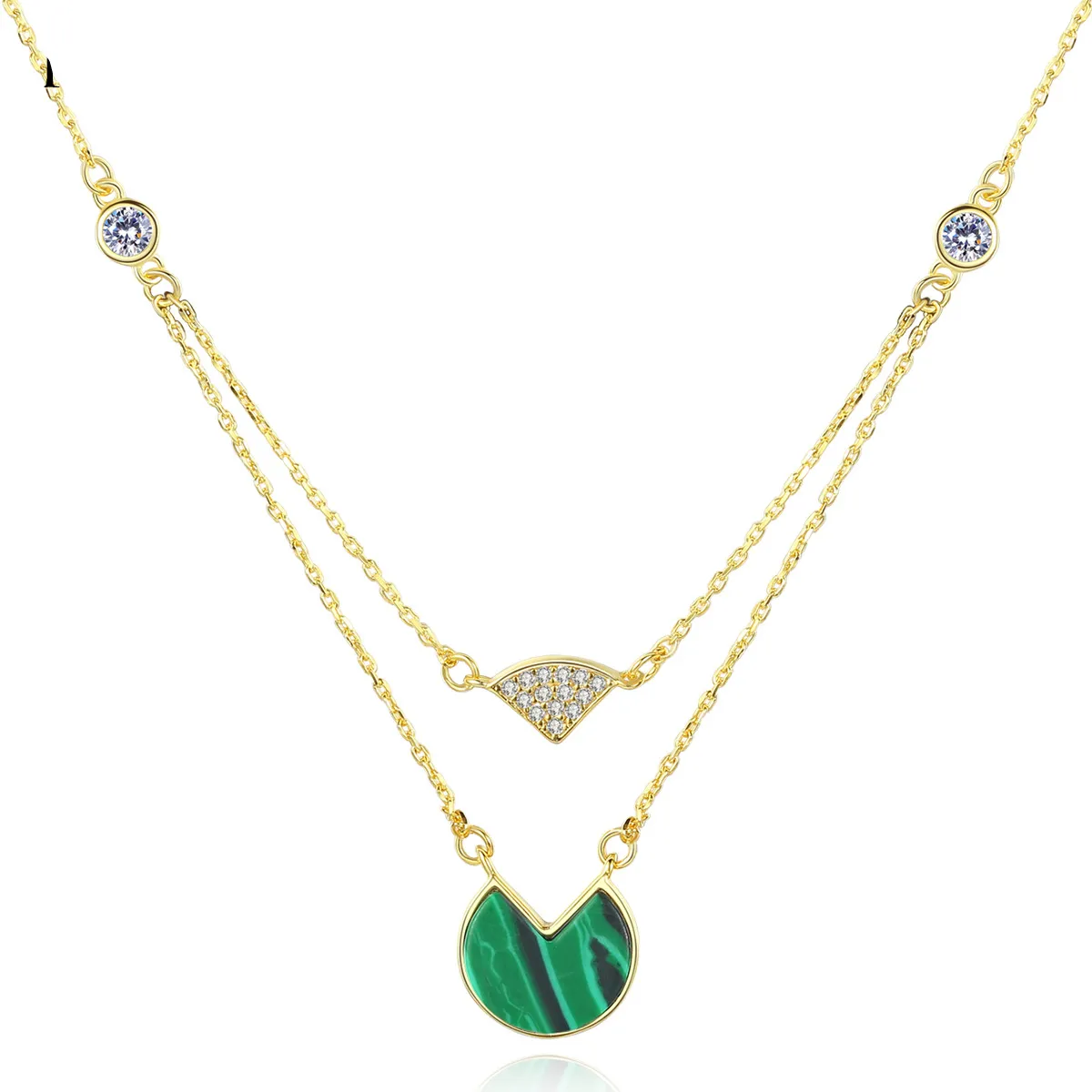 S925 Silver Pendant Necklace Micro Set Zircon Malachite High end Necklace Fashion Women Collar Chain Wedding Party Jewelry Valentine's Day Mother's Day Gift SPC