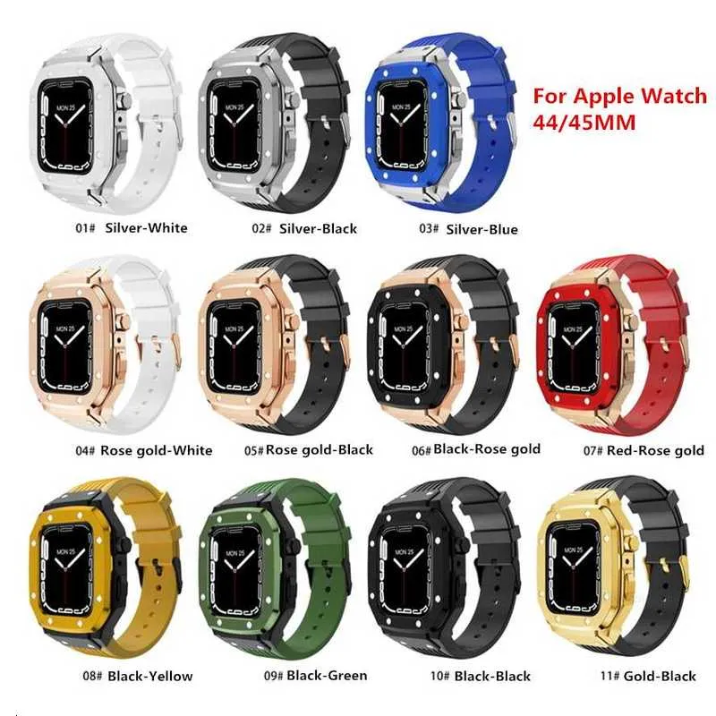 Boîtier de cadre en alliage de styliste pour bracelets de montre en silicone, accessoires portables intelligents pour Apple Watch série 3 4 5 6 7 SE iWatch 44 45mm designerTQAHTQAH