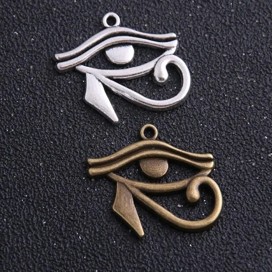 60pcs 26 32 mm dwa kolor Rah Egypt Eye of Horus Egyptian Charms Wiselds do naszyjnika bransoletki biżuterii Making215x