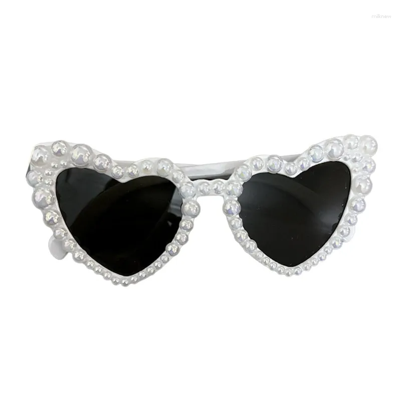 Lunettes de soleil mode perle coeur cadre pour filles bord de mer fête prenant Po carnavals en plein air Camping décors