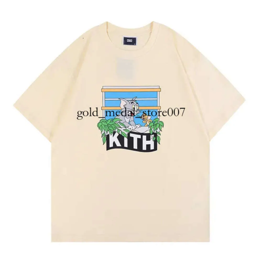 Kith TomとJerry Tシャツのデザイナー男性トップ女性カジュアルショートストリートセサミストリートティーヴィンテージファッション服TシャツアウトウェアTEE特大マンショーツ106