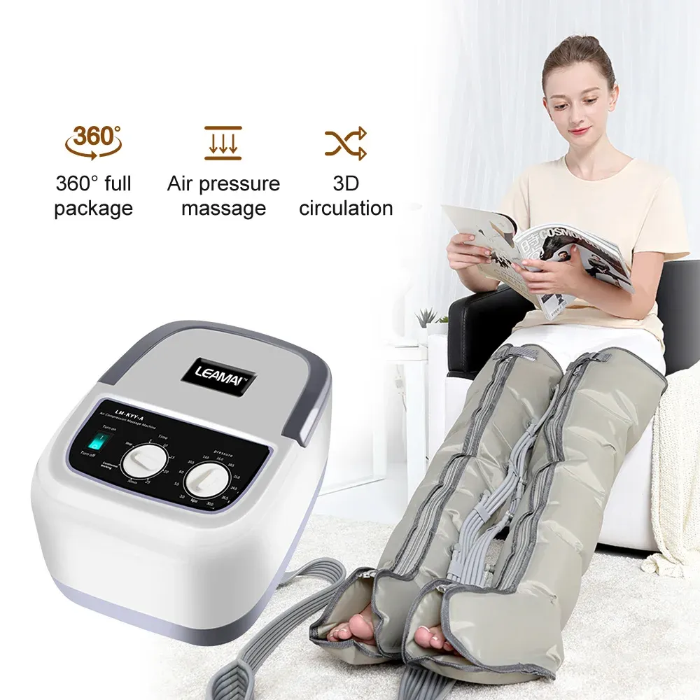 Avslappning 6 Cavity Air Wave Massage Pressoterapi Professionell fysioterapi Lufttryck Automatisk cykel Luftkomprimering Massage Accessor