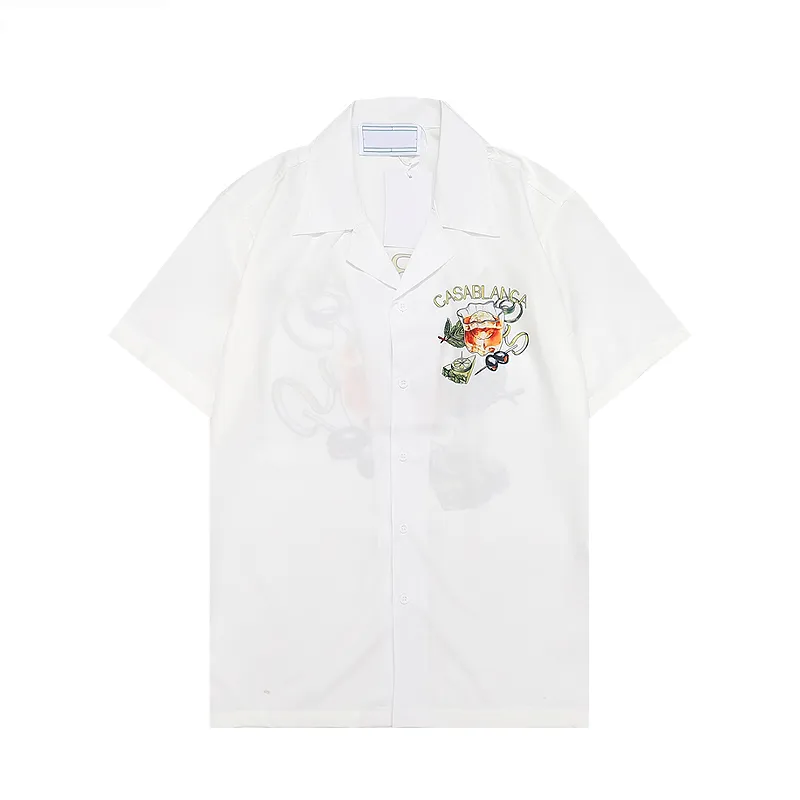 Designerska koszula 24ss męskie koszule nadruku koszulka do kręgli hawajskie kwiatowe koszule menu Slim Fit Sukienka z krótkim rękawem Hawajska T-shirt M-3xl 39