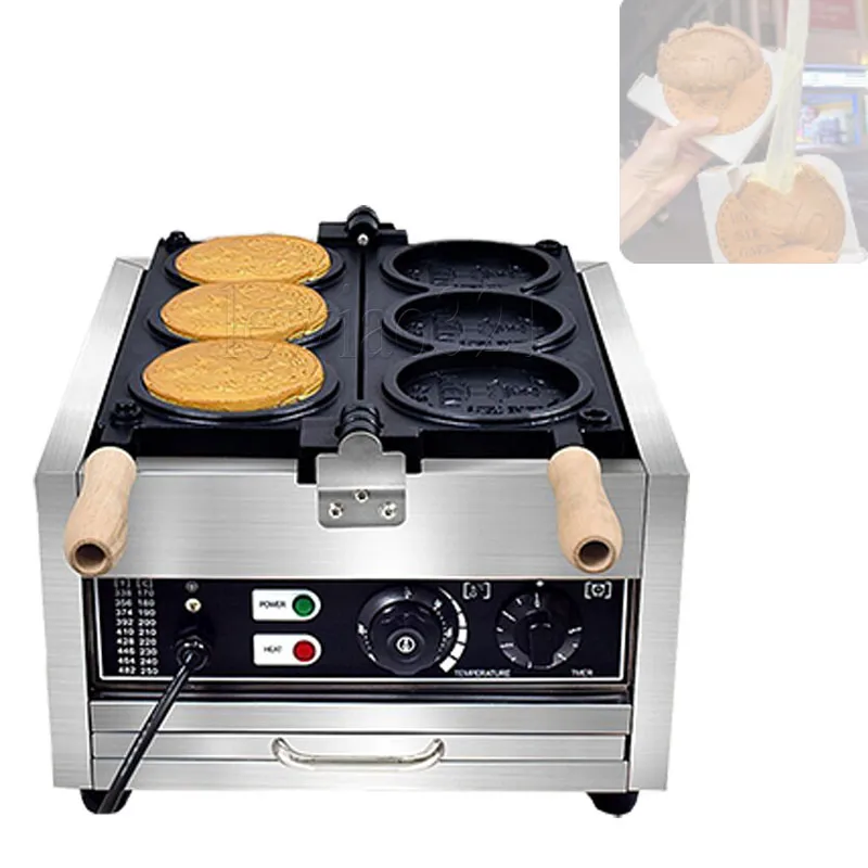 Comercial elétrica queijo dos desenhos animados moeda scones waffle maker 4pcs moeda de ouro máquina de waffle redonda moeda máquina de waffle