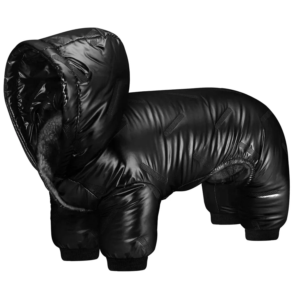 ロンパーズヨークチワワ犬の寒さの犬の服寒い犬ジャケット冬のフード付きコート防水厚い暖かいシェルパジャンプスーツ