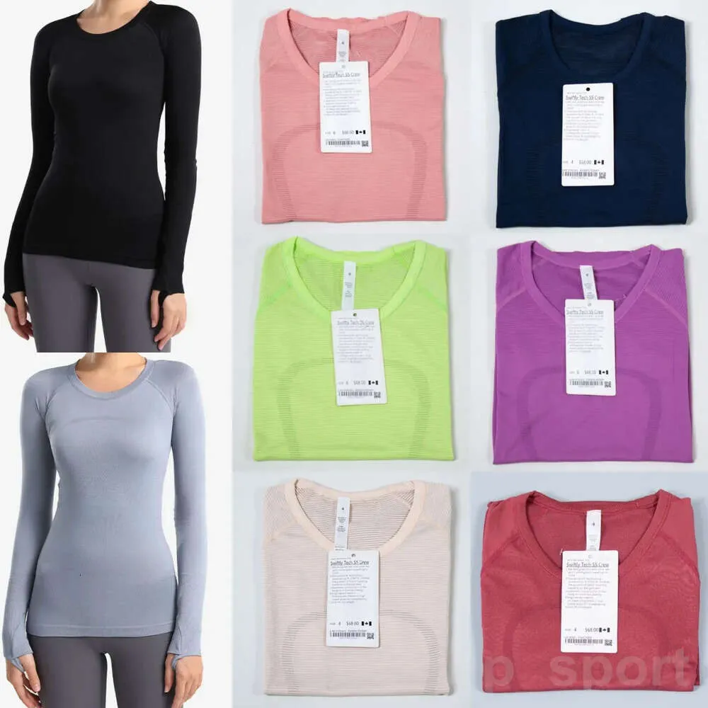 2024 Align lululemenI Lady Long Sleeve Fiess Yoga T-shirts Workout Tee Shirt Jogging Swiftly Tech Stretch Training Top Define Popular Quick Dry Tight Tshirt 668www