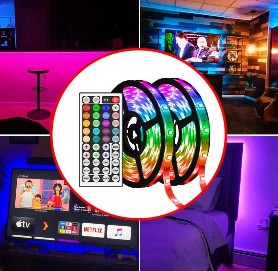 Bandes LED bande ruban RGB lampe couleur changeante rétro-éclairage 5M 10M 15M 20M TV éclairage de fond Festival fête salle décor US EU UK4028638