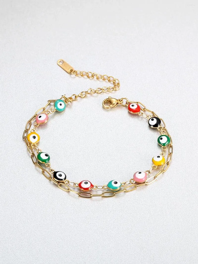 Bracelets de charme Double couche Demon Eye Bohême coloré femmes poignet mode bijoux de noël cadeaux