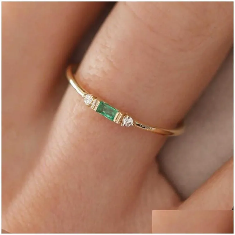 Band Rings Thin Dainty Stacking For Women Elegant Mini 3 Color Crystal Zircon Tiny Eternity Ring Fashion Jewelry Kcr065 Drop Delivery Dhmzv