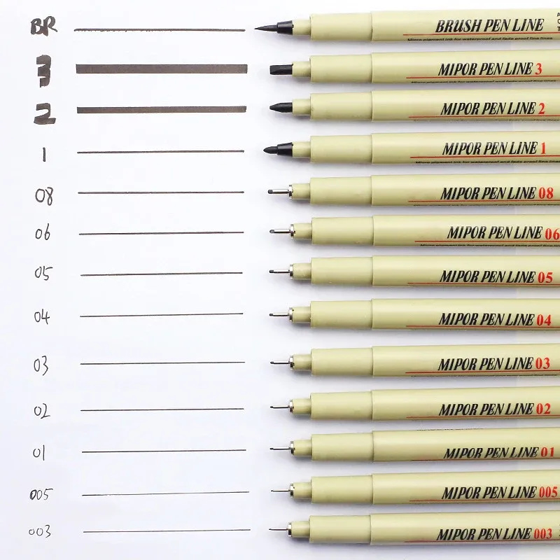 マーカー3/5/13pcs顔料ライナーマンガマーカーNeelde Art Drawing Paint Brush Waterproofさまざまなチップフィナーライナースケッチペンステーショナリー