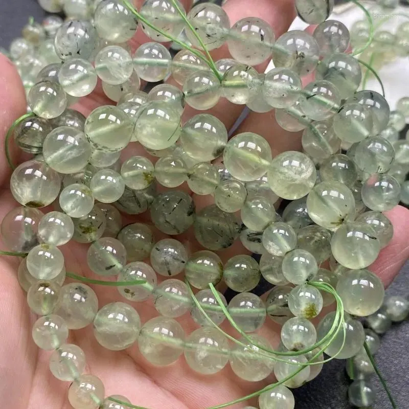 Link Bracelets Wholesale 1pcs Natural Prehnite Bead Bracelet 7mm 8mm 9mm 10mm Round Beads Genuine Semi-Precious Gem Stone Jewelry 18cm