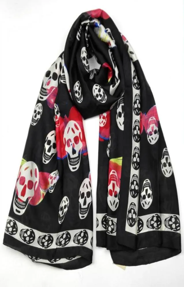 Pure Silk Skull Scarf Women Spring Autumn Luxury Soft Foulard Silk Shawls Scarves For Ladies Oversimasy 18090cm7924455