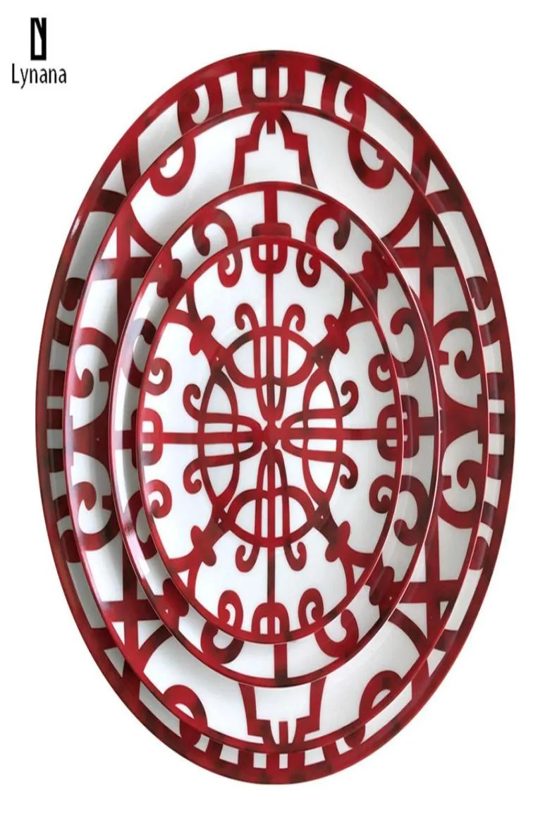 Ceramic Plate HandPainted Red Art Creative Round Ins Style Tableware H Dinner Plates Set Charger Plates for Wedding Pasta5819683