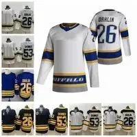 2021 Reverse Retro 26 Rasmus Dahlin Hockey Jerseys 53 Jeff Skinner 50TH Gold White Blue Stitched Shirts Mens S-XXXL