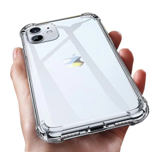 Accesorios de la funda del teléfono Airbags transparente a prueba de golpes TPU 15 mm de espesor para iPhone 11 X Xr Xs 13 12 11 Pro Max 8 7 6s Plus8324416