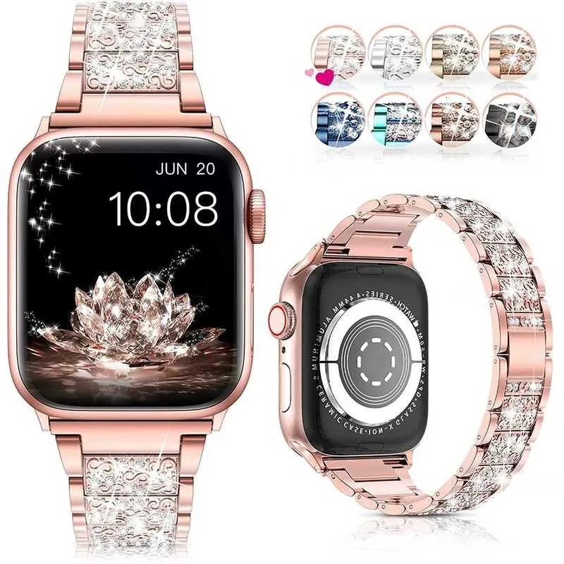 Designer luxe schakelarmband voor Apple Watch Band Ultra 49 mm SE 6 7 8 41 mm 45 mm 40 mm 44 mm Diamond Shining dames metalen band IWatch Series 5 4 3 38 mm 42 mm designerM4YVM4Y