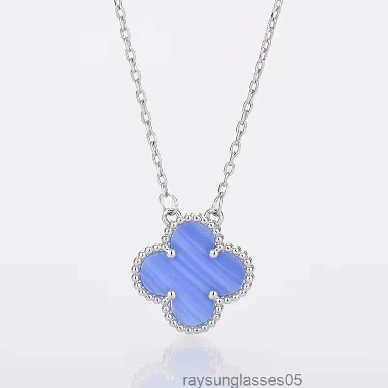 Märke 15mm Clover Necklace Fashion Charm Single Flower Cleef Necklace Luxury Diamond Agate 18K Gold Designer Halsband för kvinnor BCY3W