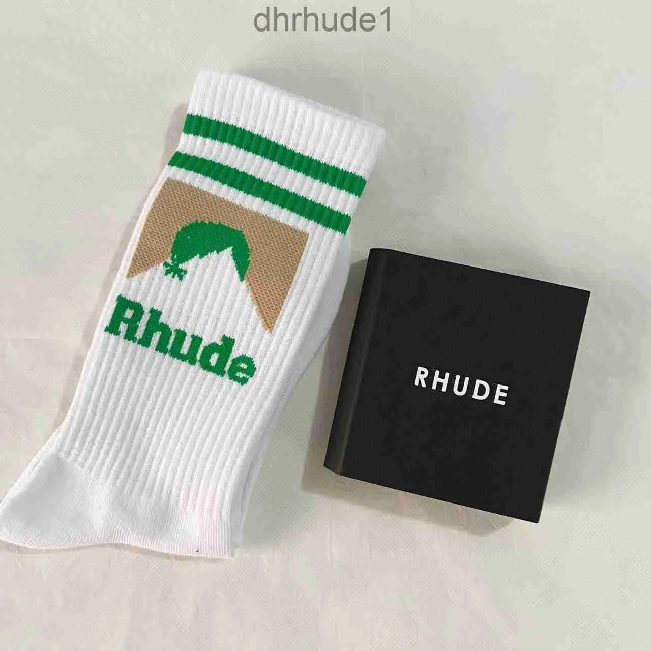 Rhude Men Sock luxe mode antibacteriële deodorant sportsokken ademende wicking gebreide katoenen sokken populaire hoge kwaliteit met letter wit zwart zacht h0d1