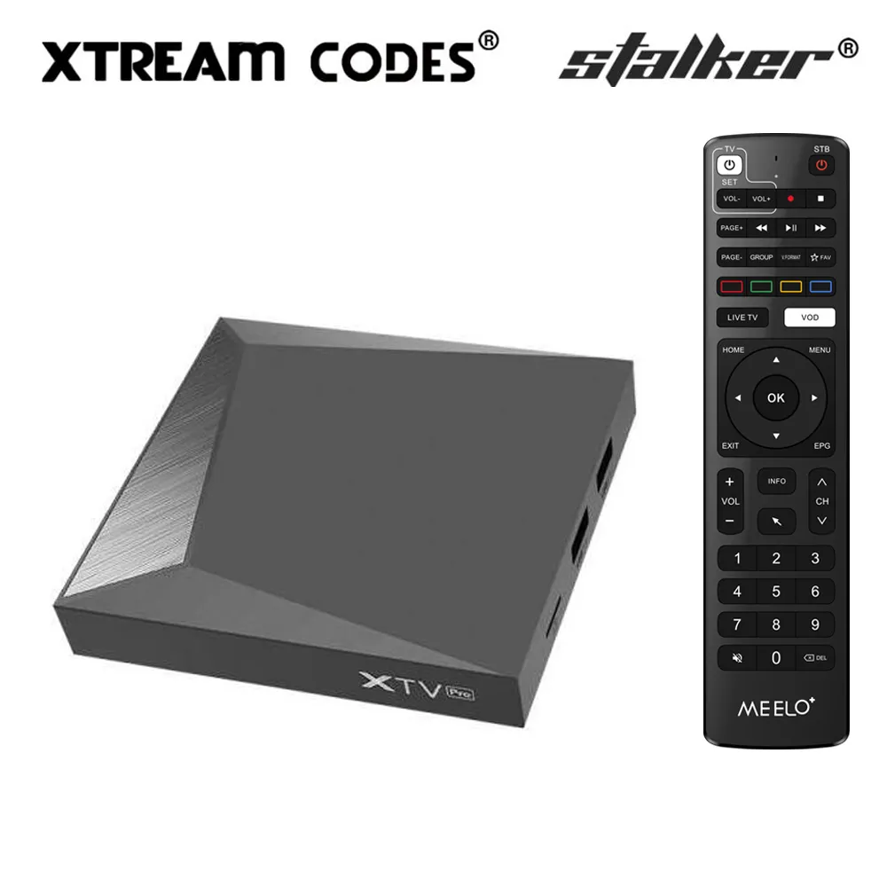Meelo Plus XTV Pro Stalker Smart TV Box Android 9.0 Amlogic S905x3 Xtream Codes Set Top Box 4K 2G 16G Dual Band 5G WiFi BTメディアプレーヤー
