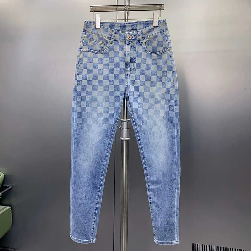 Herr jeans designer 2024 ljusblå jeans för män ny vår regelbunden rak passform vatten tvätt mikro elastisk high end a7zc lvnk