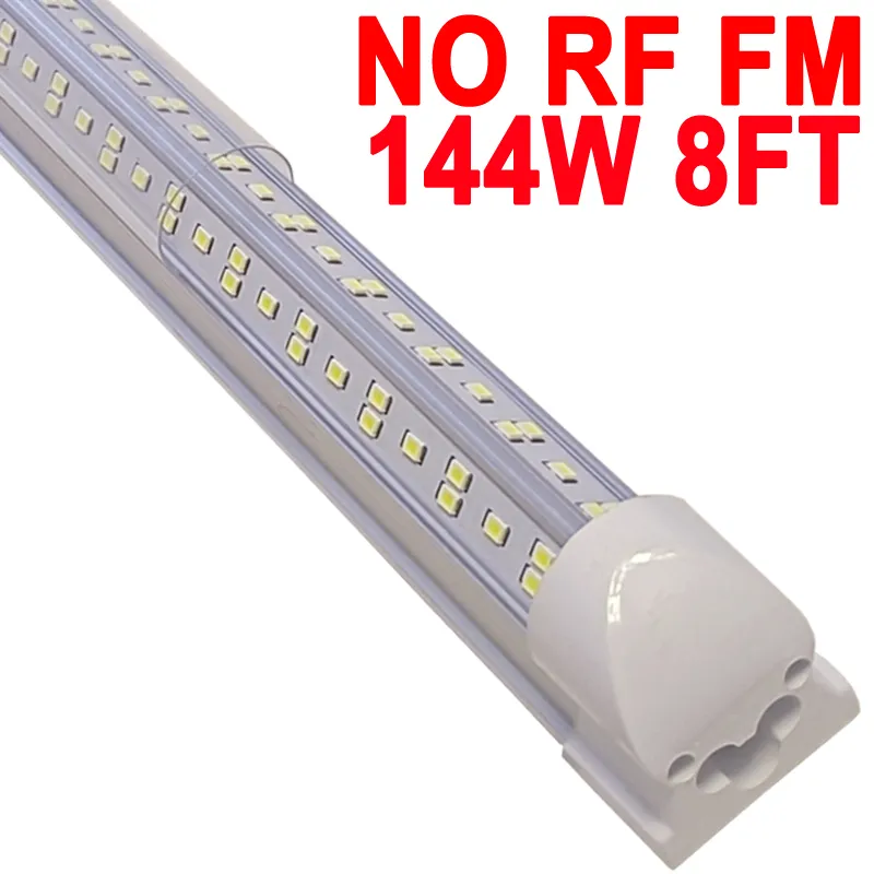 LED Shop Light NO-RF RM, 8FT 144W 6500K Cold White, 8 Foot T8 Integrated LED Tube Lights, Plug in Warehouse Garage Lighting, V Shape, High Output, Linkable Barn crestech