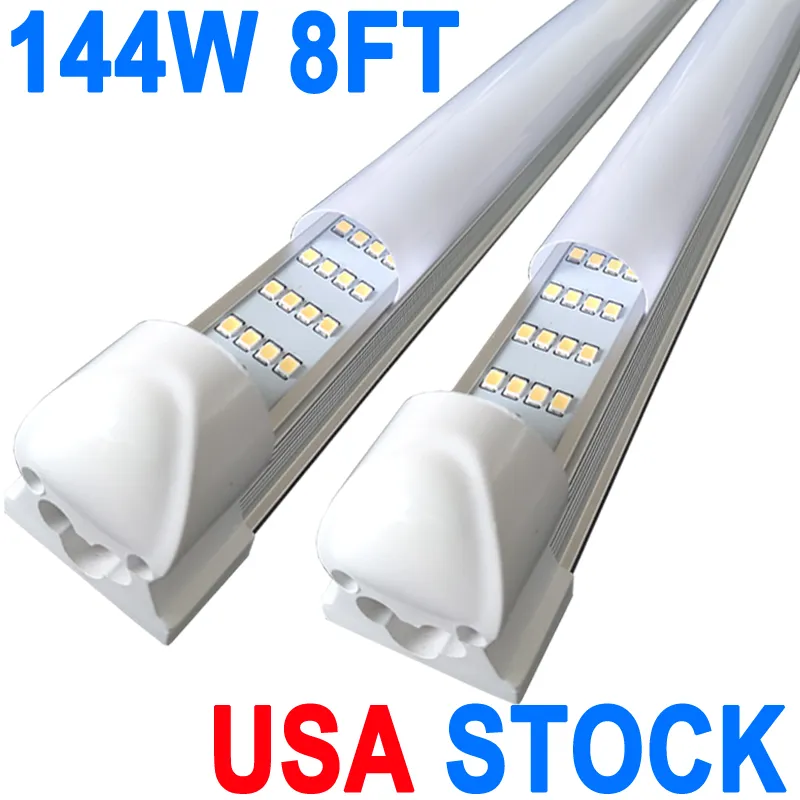 8Foof LED Shop Light Fixture, 144W T8 Integrerade rörljus, 6500K Hög utmjölkskydd, 4 rader 270 graders belysningslager, uppgraderade lampor Plug and Play Crestech