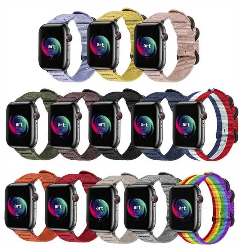 Designer Nylon Canvas Braid Watchband för Apple Watch 9 8 7 SE 6 5 4 3 2 1 Band Sport Strap44mm 42mm 49mm 45mm 44mm 42mm 41mm 40mm 38mm Rem för IWatch Ultra Ultra2 Designer