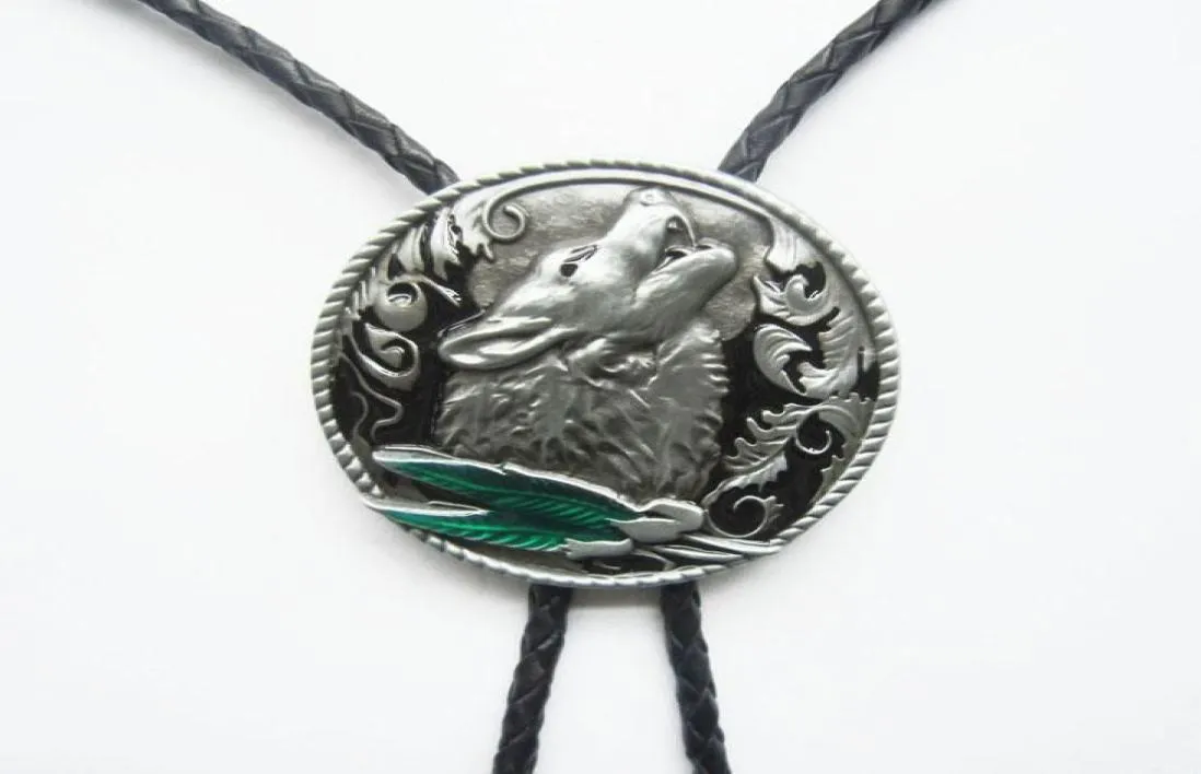 New Vintage Western Cowboy Cowgirl Wolf Classic Bolo Tie Leather Necklace BOLOTIEWT013 Brand New In Stock3815738