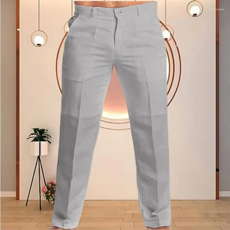 Men's Pants Casual Cotton Linen Men Trousers Solid Color Slim Fit Spring Autumn High Quality Classic Business For